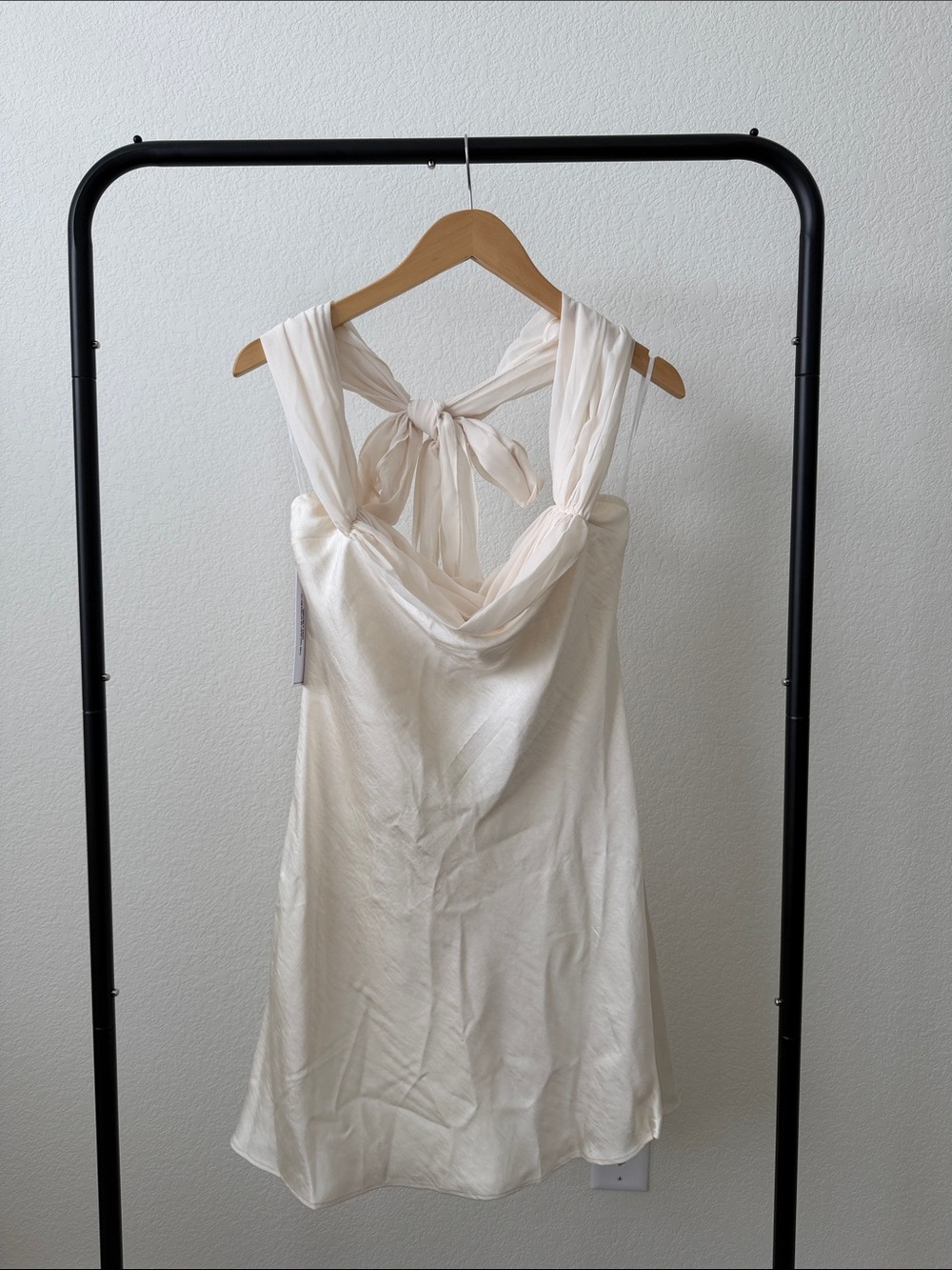 Princess Polly Ivory Cowl Tie-Back Mini Dress